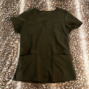 Mandala Olive Green Women's V-Neck Two-Pocket Scrub Top